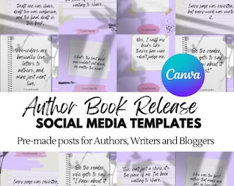 Social Media Posts for Authors and Writers: 200 Book Launch Promotional Templates (Canva Editable)
