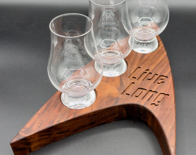 Star Trek Live Long Bourbon and Whiskey Flight Board (Glencairn glass size)