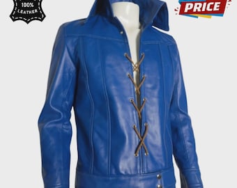 Elvis Presley Blue Lambskin Leather Suit 1968 Comeback Special Cosplay Costume