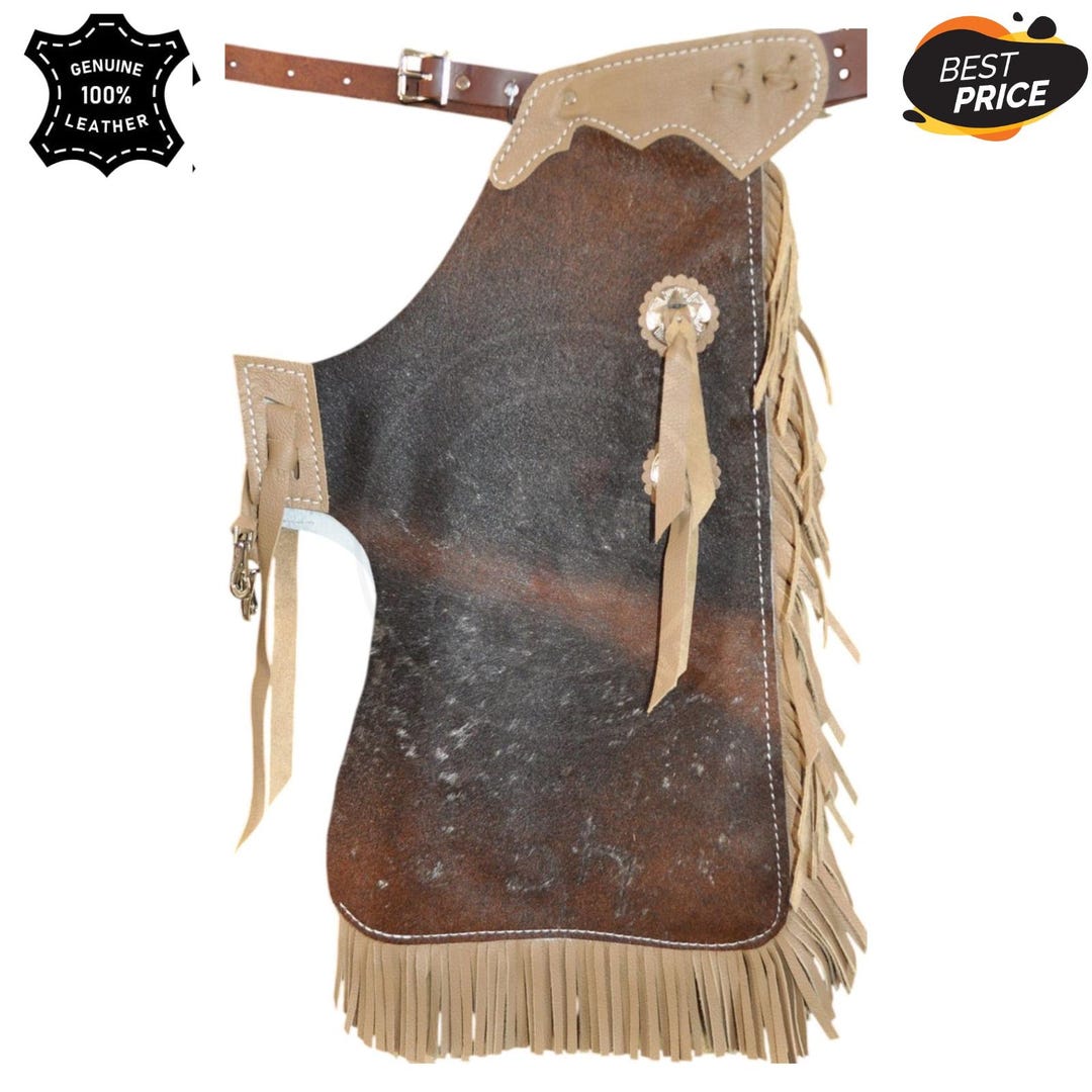 Cowhide Rodeo Chaps Men's Western Cowhide Leather Chaps – Handmade Hair-on Rodeo Cowboy ...