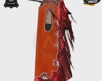 Chaparreras de rodeo de cuero repujado hechas a mano / Equipo de monta de toros western personalizado
