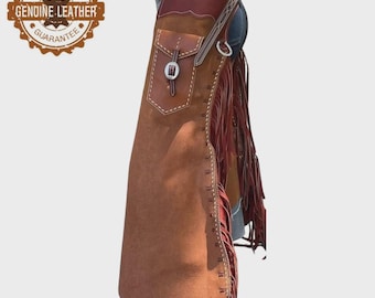 Polainas de cuero de gamuza hechas a mano: polainas de vaquero para rodeo y rancho.