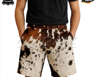 Men's Hair-On Cowhide Leather Shorts: Western Cowboy Ranch Wear