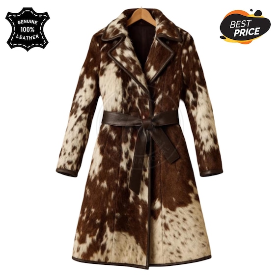 Handmade Hair-on Cowhide Leather Trench Coat – Western Style - Etsy