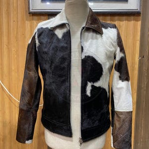Men’s Genuine Cowhide Leather Jacket – Natural Hair-On Pony Skin Western Cowboy Rodeo Style Coat | Handmade Custom Fit