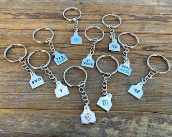 Western Cow Tag Keychain - Country Western Style - Handmade Cowgirl Gift - Cowgirl Accessories