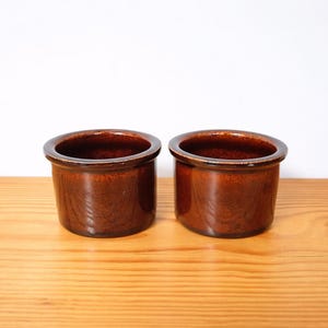 Mini vasijas vintage de cerámica de gres esmaltadas en marrón, de EE. UU.