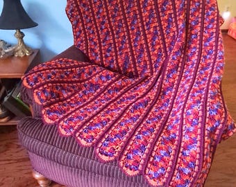 Vintage Mile a Minute Crochet Afghan Throw Blanket