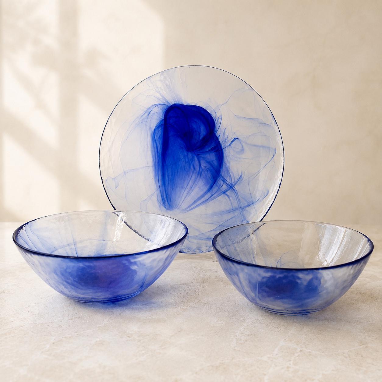 Bormioli Rocco Blue Swirl Plates - Etsy