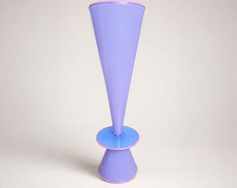 Signed 1988 Tagliapietra Buechner Art Glass Vessel, Hand Blown Sculpture, Lavender Blue Pink