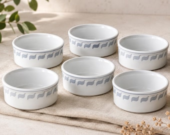 Vintage Porcelana Schmidt Bowls Set of 6, Brazil Porcelain Condiment Dipping Ramekins