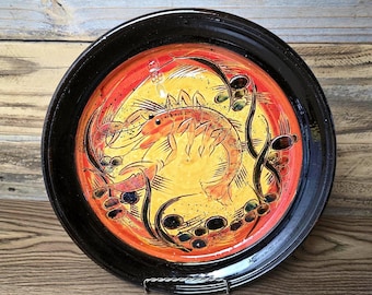 Vintage Italian Shrimp Platter • Hand Painted Seafood Plate • Mid Century Coastal Ceramic Serving Dish