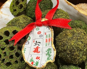 Mahjong Tile  Oyster Shell Ornament
