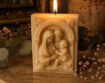 Vela de cera de soja hecha a mano de la Sagrada Familia (Grande)