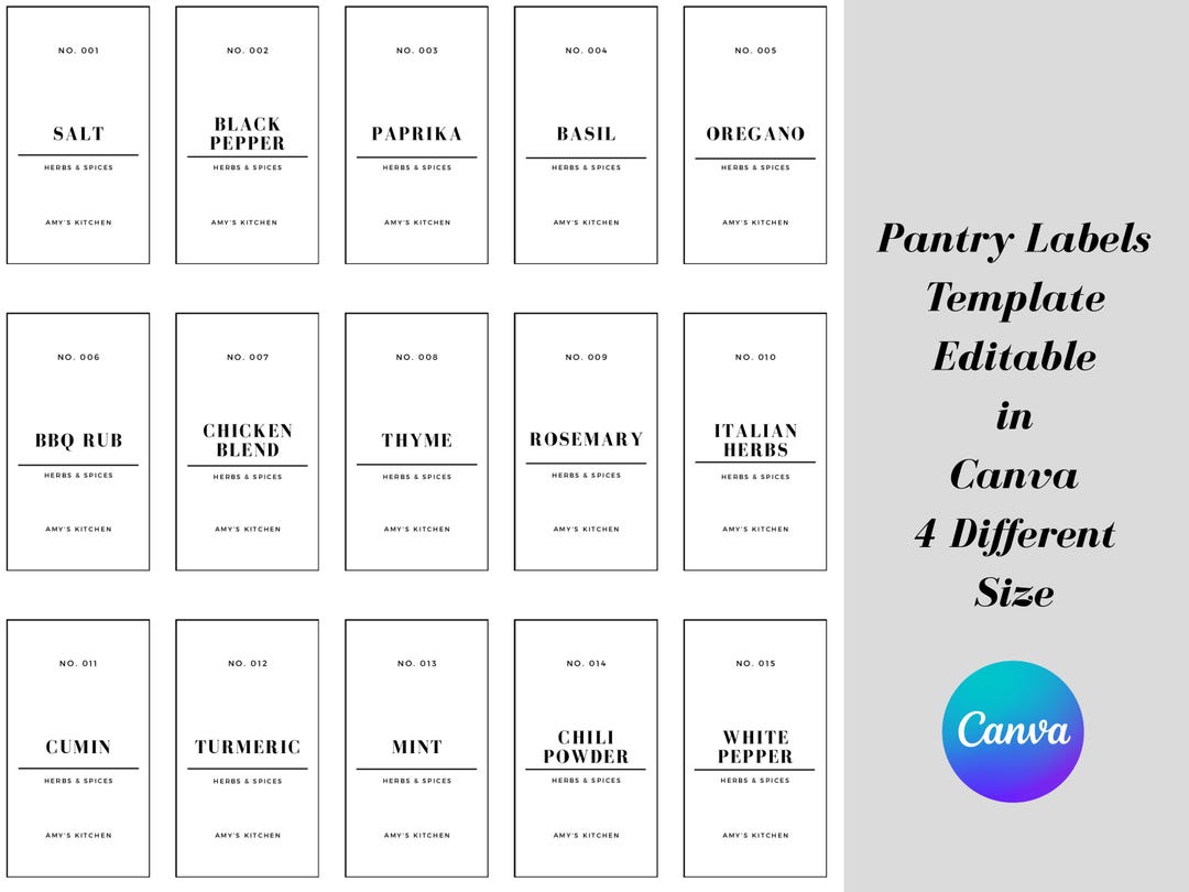 Editable Pantry Label Templates: Kitchen Organization Stickers (canva ...