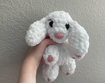 Handmade Crochet Small White Puppy Snuggler Amigurumi