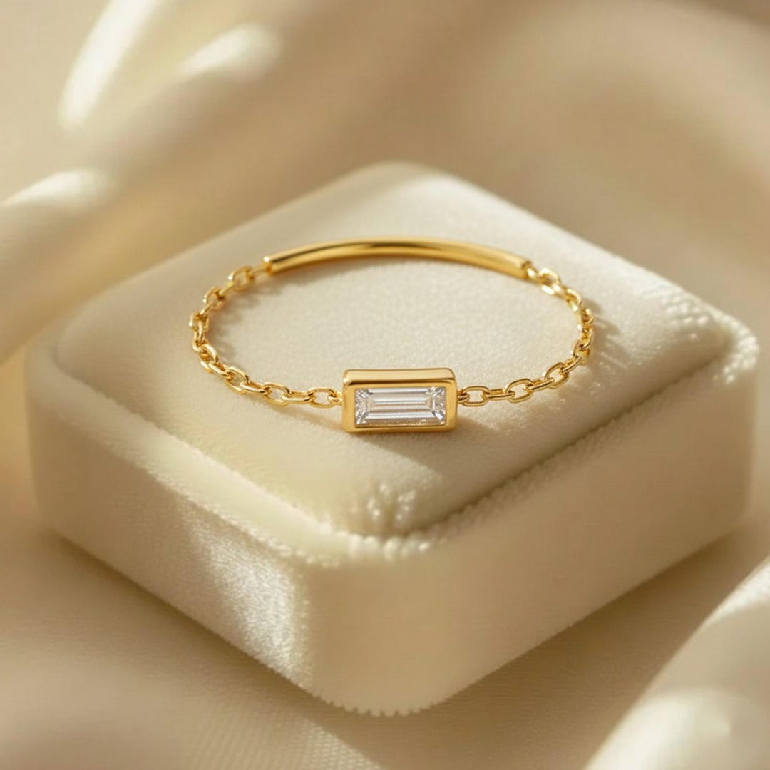 Lab Grown Diamond Chain Link Ring Interlink Bezel Set Band Anniversary ...