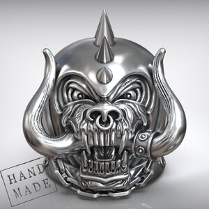 Warpig Skull Ring Motorhead, Heavy Metal Biker Band, Gothic Silver Jewelry, Handmade Statement Gift, Rock Fans Accessory