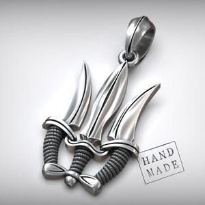 Tryzub Pendant Necklace, Ukrainian Warrior Amulet in Silver, Heritage Cossack Symbol, Handmade Men&#39;s Spiritual Jewelry