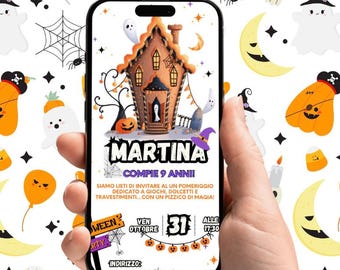 Invito Digitale Compleanno Theme Halloween de Bambine – ¡Personalizado y Super Carino!
