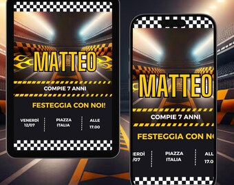 „Invito Digital Compleanno Bambino Theme Corsa di Machine – Personalizzabile e Modificabile – Race Car Party“