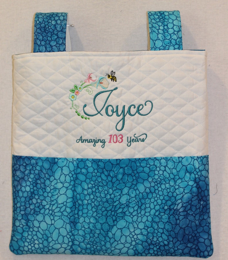 Quilted Walker Tote Bag with Name and Flower Design, 15 x15 image 5