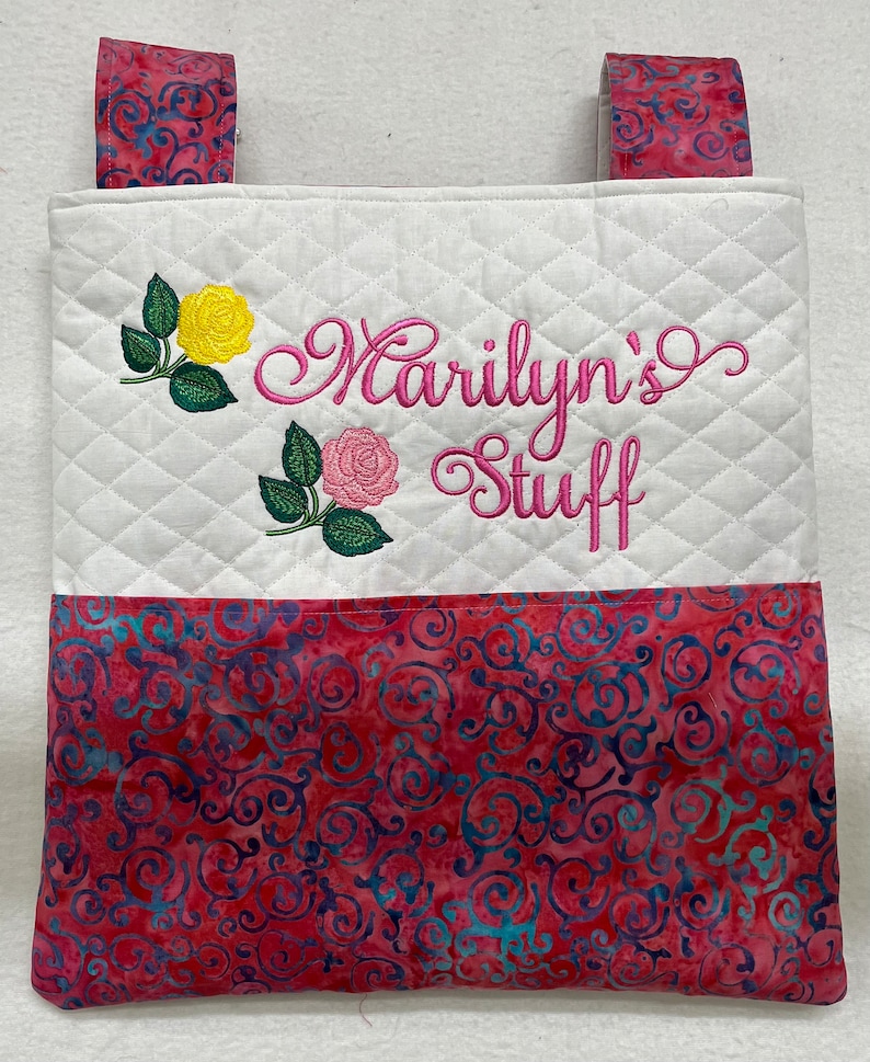 Quilted Walker Tote Bag with Name and Flower Design, 15 x15 image 2