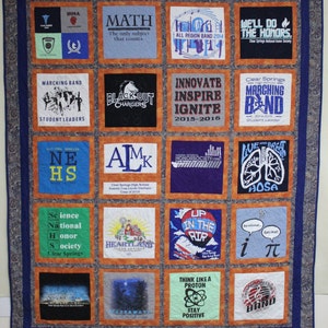 T-shirt Quilt With 20 Blocks & Custom Embroidery - Etsy