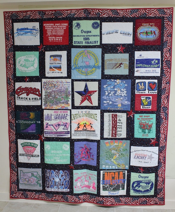 Tshirt Quilt With 30 blocks and Personalized Label Etsy