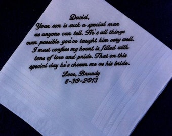 Groom's Father Handkerchief from Bride with Wedding date White