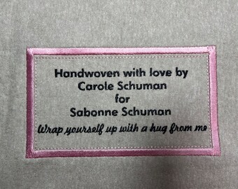 Embroidered Quilt Label: Custom Wording and Border
