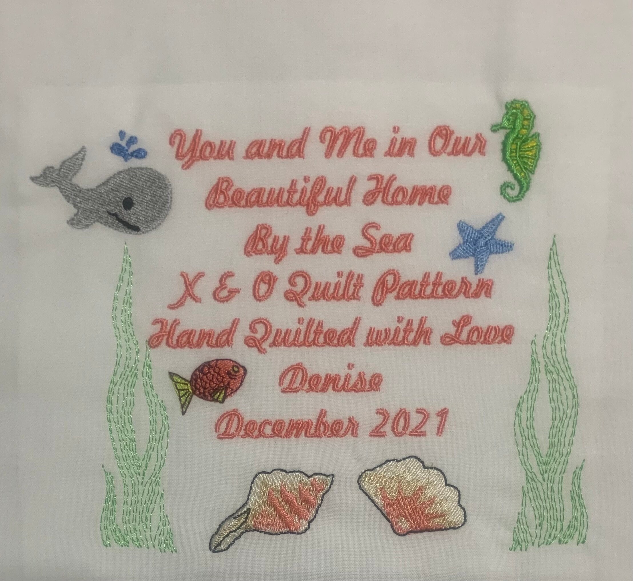 Quilt label With Custom Wording and Sea Animals