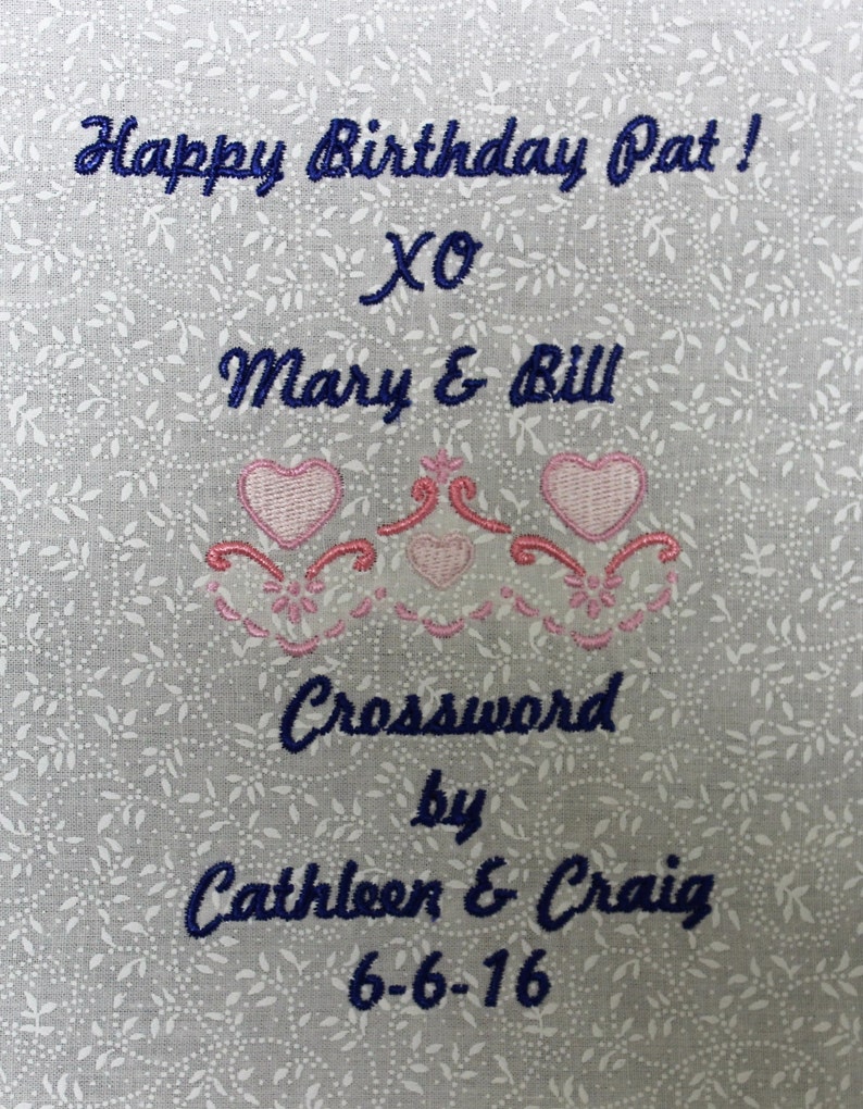 Quilt Label Birthday Embroidered Label Custom Wording With Etsy