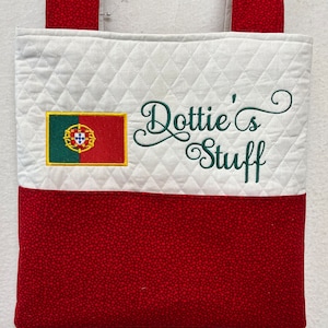 Quilted Walker Tote Bag with Name and Flag, 15 x15 "