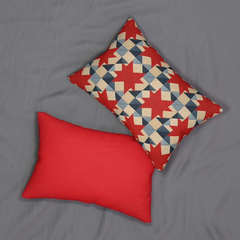 Barn Quilt Independence Day Pillow, 4th of July Design, Americas 250th Birthday, Red Star FAUX Patchwork Pillow, Farmhouse Western Decor image 6