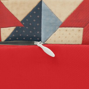 Barn Quilt Independence Day Pillow, 4th of July Design, Americas 250th Birthday, Red Star FAUX Patchwork Pillow, Farmhouse Western Decor image 7