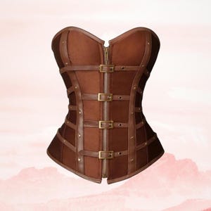 Steampunk Faux Leather Corset Top: Plus Size Gothic Bustier