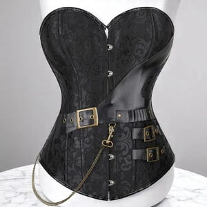 Steampunk Pirate Corset Top: Faux Leather Gothic Bustier