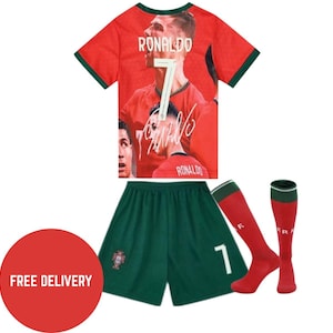 Cristiano Ronaldo Portugal Kids&#39; Home Kit: Signed Jersey, Shorts & Socks