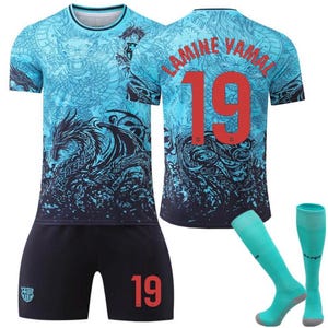 Lamine Yamal #19 Barcelona Dragon Jersey: Youth & Adult Soccer Kit