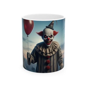 Creepy Clown Mug, Perfect for Halloween, Scary Coffee Cup, Unique Gift for Horror Lovers, Spooky Decor, 11oz & 15oz Sizes