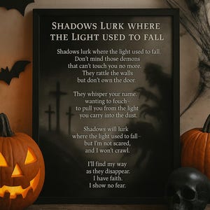 Shadows Lurk Dark Halloween Poem Printable Gothic Wall Art Spooky Digital Download