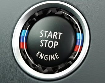 Carbon Fiber Engine Start Button Cover: Sporty Car Interior Decal