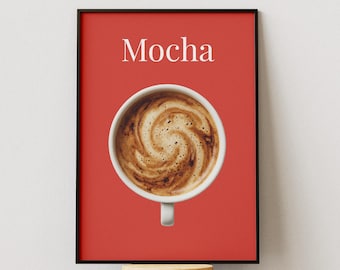 Stampa artistica da parete a tema caffè moka, poster minimalista a tema caffè, stampa per la decorazione della cucina, arte da barista, decorazione murale per bar, download digitale