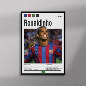 Ronaldinho Poster | Brazil Football Wall Art Print | Barcelona Soccer Legend Artwork | Gift for Football Fans | Sports Room Decor