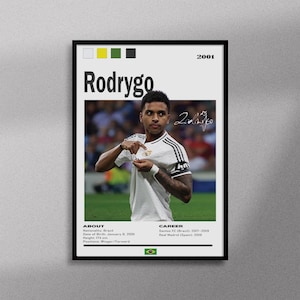 Rodrygo Poster | Real Madrid Wall Art Print | Brazil Football Artwork | Soccer Player Decor | Gift for Football Fans | real madrid fan decor