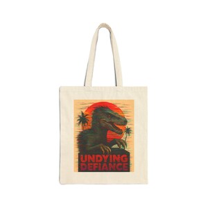 Dinosaur Cotton Canvas Tote Bag: Eco-Friendly Reusable Shopping Bag