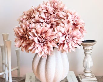 Romantic Soft Pink Dahlia Artificial Flower Stem – High Quality Faux Dahlia for Wedding Bouquet, Floral Arrangement, Home Decor