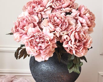 Blush Pink Peony Artificial Flower – Luxury Faux Peony for Wedding Bouquet, DIY Wreath, Centerpiece, Home Decor Gift