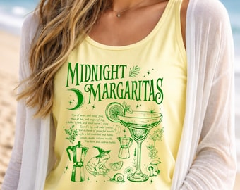Midnight Margaritas Tank Top, Funny Witch Cocktail Shirt, Spooky Halloween Drink Tank, Retro Witchy Summer Top, Margarita Lover Gift
